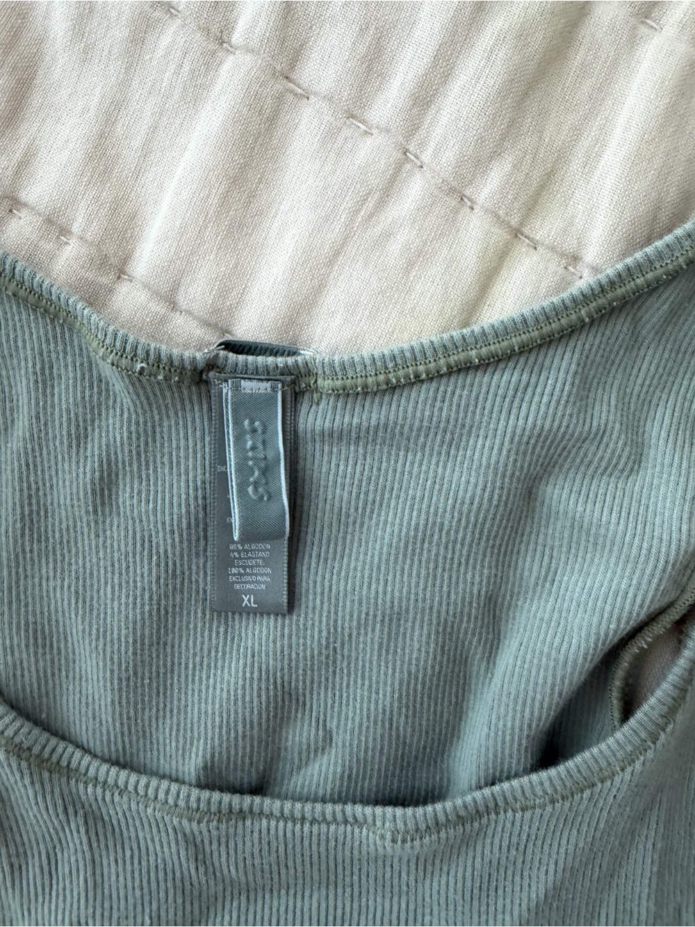 SKIMS Ribbed Scoop Tank in Sage - Picture 2 of 2
